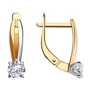 Золотые серьги Diamant с фианитом 51-120-01726-1 фото