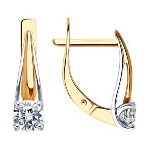Золотые серьги Diamant с фианитом 51-120-01727-1 фото