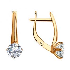 Золотые серьги Diamant с фианитом 51-120-01794-1 фото