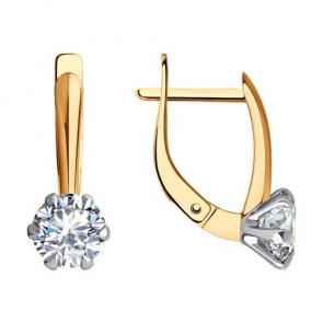 Золотые серьги Diamant с фианитом 51-120-01816-1 фото