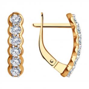 Золотые серьги Diamant с фианитом 51-120-01833-1 фото