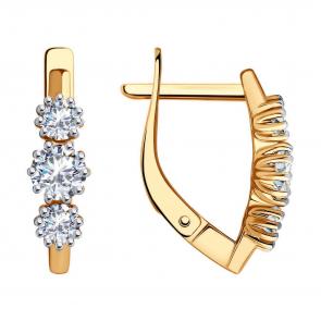 Золотые серьги Diamant с фианитом 51-120-01858-1 фото