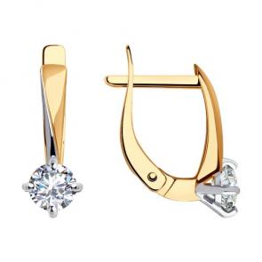 Золотые серьги Diamant с фианитом 51-120-01873-1 фото
