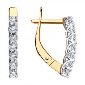 Золотые серьги Diamant с фианитом 51-120-01914-1 фото
