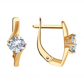 Золотые серьги Diamant с фианитом 51-120-01928-1 фото