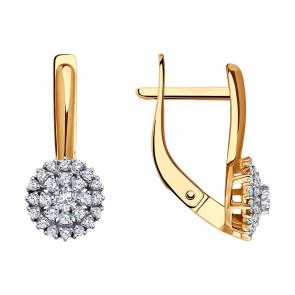 Золотые серьги Diamant с фианитом 51-120-01945-1 фото