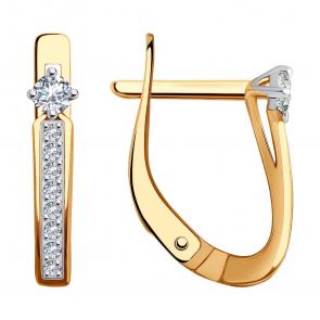 Золотые серьги Diamant с фианитом 51-120-01964-1 фото