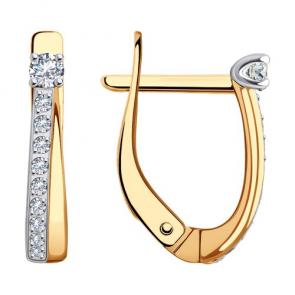 Золотые серьги Diamant с фианитом 51-120-01978-1 фото