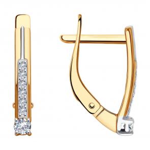 Золотые серьги Diamant с фианитом 51-120-01994-1 фото