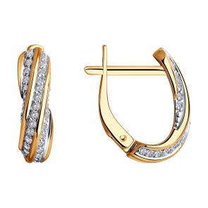 Золотые серьги Diamant с фианитом 51-120-02019-1 фото