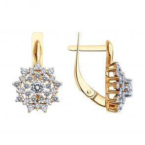 Золотые серьги Diamant с фианитом 51-120-02020-1 фото