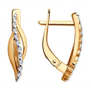 Золотые серьги Diamant с фианитом 51-120-02027-1 фото