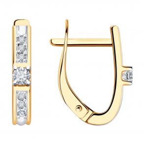 Золотые серьги Diamant с фианитом 51-120-02029-1 фото