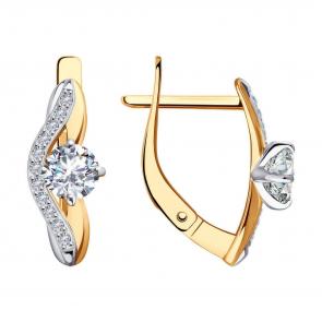 Золотые серьги Diamant с фианитом 51-120-02031-1 фото