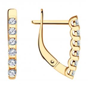 Золотые серьги Diamant с фианитом 51-120-02033-1 фото