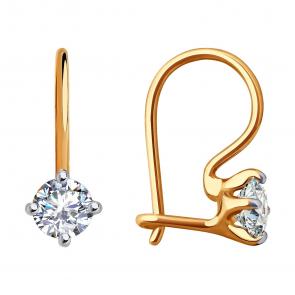 Золотые серьги Diamant с фианитом 51-120-02038-1 фото