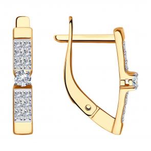 Золотые серьги Diamant с фианитом 51-120-02055-1 фото