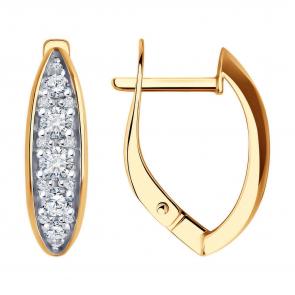 Золотые серьги Diamant с фианитом 51-120-02060-1 фото