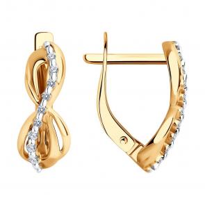 Золотые серьги Diamant с фианитом 51-120-02063-1 фото