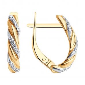 Золотые серьги Diamant с фианитом 51-120-02075-1 фото