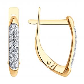 Золотые серьги Diamant с фианитом 51-120-02076-1 фото