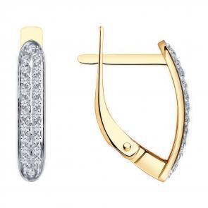 Золотые серьги Diamant с фианитом 51-120-02076-2 фото