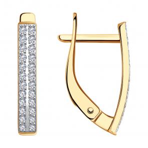 Золотые серьги Diamant с фианитом 51-120-02089-1 фото