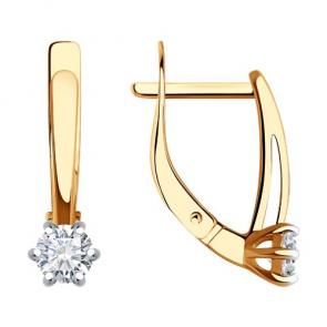 Золотые серьги Diamant с фианитом 51-120-02098-1 фото