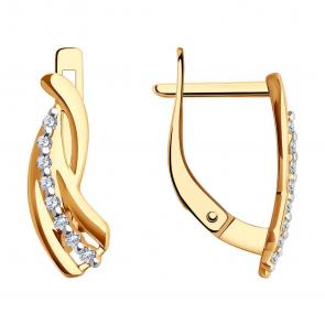 Золотые серьги Diamant с фианитом 51-120-02122-1 фото