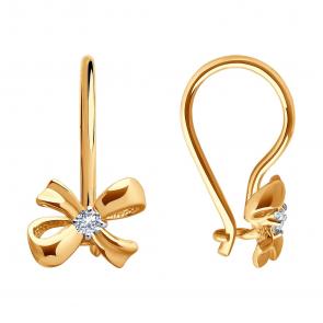 Золотые серьги Diamant с фианитом 51-120-02132-1 фото