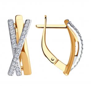 Золотые серьги Diamant с фианитом 51-120-02161-1 фото