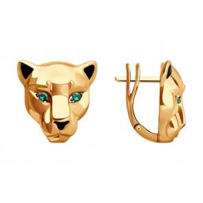 Золотые серьги Diamant с фианитом и эмалью 51-120-02169-1 фото