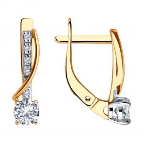 Золотые серьги Diamant с фианитом 51-120-02174-1 фото