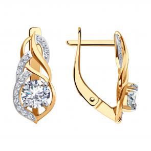 Золотые серьги Diamant с фианитом 51-120-02191-1 фото
