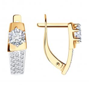 Золотые серьги Diamant с фианитом 51-120-02193-1 фото