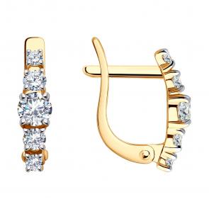 Золотые серьги Diamant с фианитом 51-120-02210-1 фото