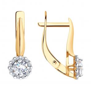 Золотые серьги Diamant с фианитом 51-120-02211-1 фото