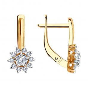 Золотые серьги Diamant с фианитом 51-120-02217-1 фото