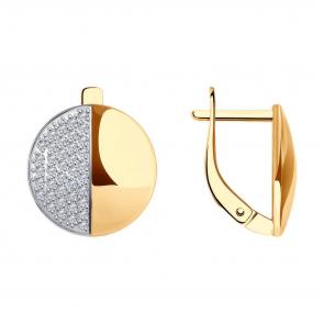 Золотые серьги Diamant с фианитом 51-120-02253-1 фото