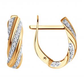 Золотые серьги Diamant с фианитом 51-120-02260-1 фото