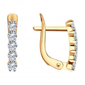 Золотые серьги Diamant с фианитом 51-120-02283-1 фото