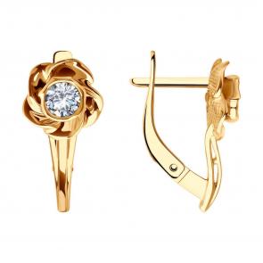 Золотые серьги Diamant с фианитом 51-120-02292-1 фото
