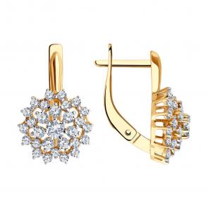 Золотые серьги Diamant с фианитом 51-120-02302-1 фото