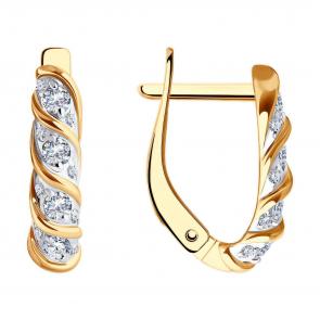 Золотые серьги Diamant с фианитом 51-120-02315-1 фото
