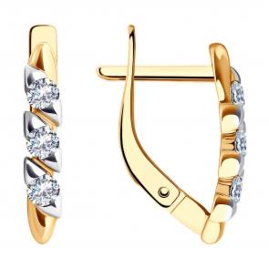 Золотые серьги Diamant с фианитом 51-120-02316-1 фото