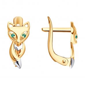 Золотые серьги Diamant с фианитом 51-120-02333-1 фото