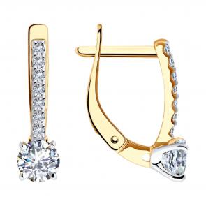 Золотые серьги Diamant с фианитом 51-120-02334-1 фото