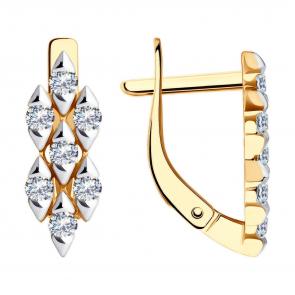 Золотые серьги Diamant с фианитом 51-120-02346-1 фото