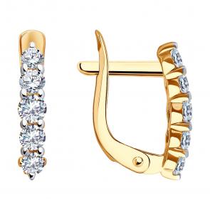 Золотые серьги Diamant с фианитом 51-120-02367-1 фото