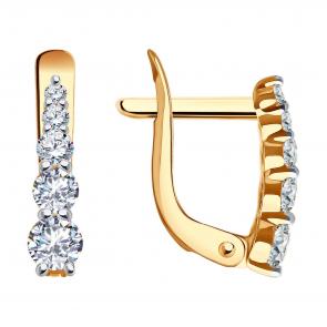 Золотые серьги Diamant с фианитом 51-120-02370-1 фото
